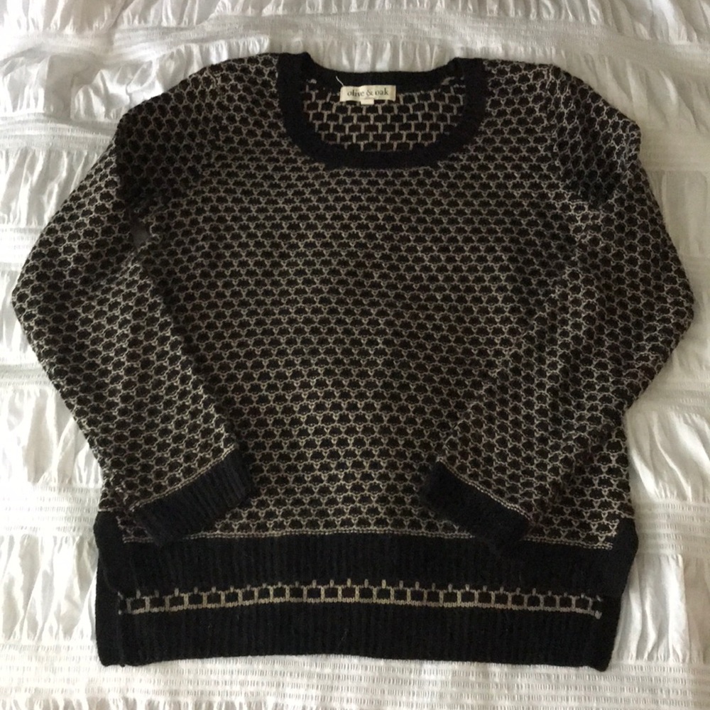 Olive & Oak Black and Tan Honeycomb Sweater